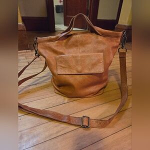 Latico Full Grain Leather Bianca Crossbody Tote Cognac